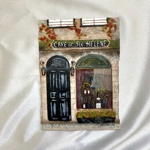 Small French Winery Bistro Art Wall Plaque 3D Resin Vintage Decor Town Prairie